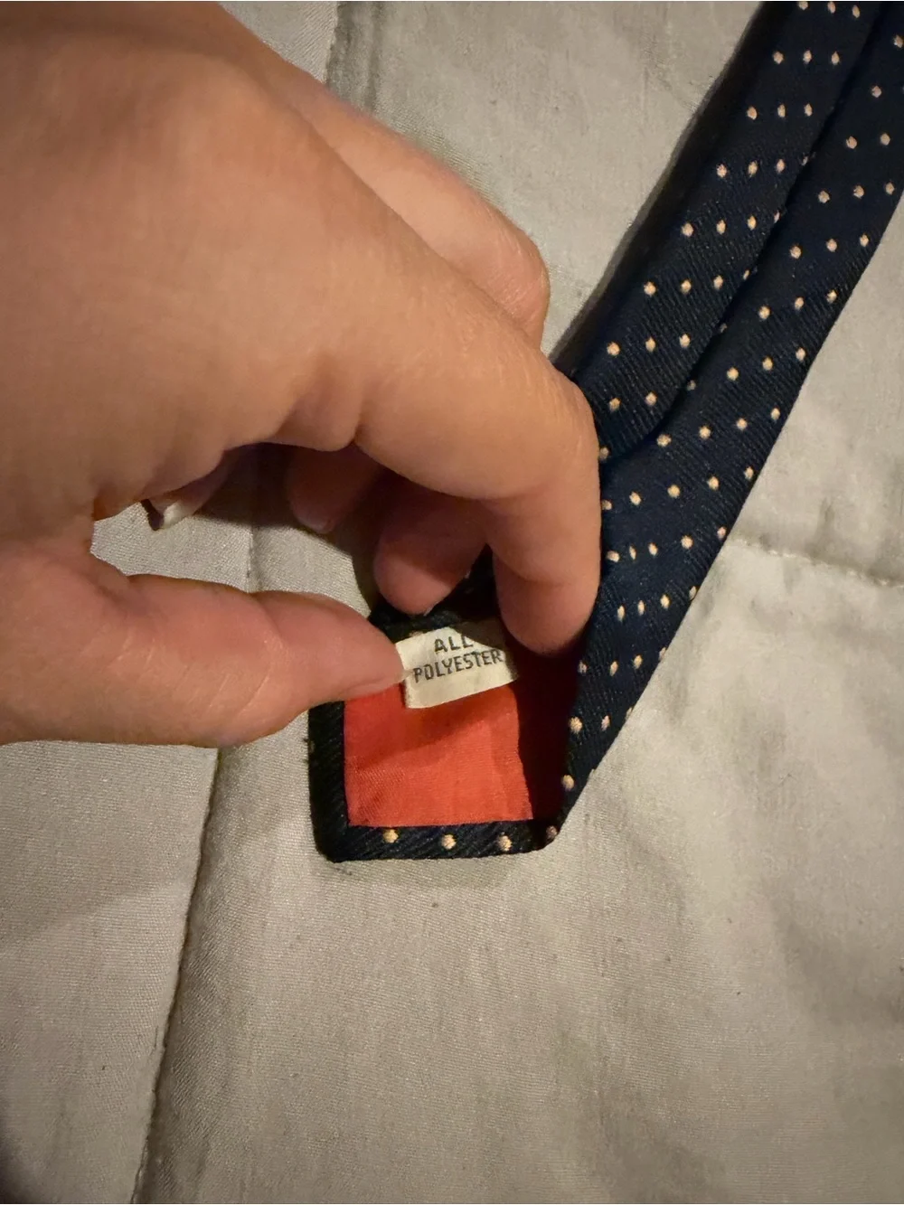 Men's Navy Polka Dot Silk Tie - Navy with Light Dot Accent